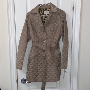 Bagatelle Quilted Brown Trench Coat with Belt
Final sale